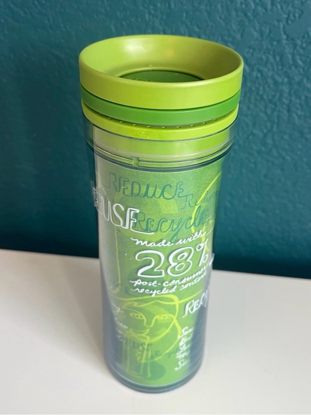 Starbucks 2008 Green "Reduce Reuse Recycle" Travel Tumbler Cup